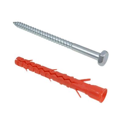 10mm X 100mm Nylon Nail Anchor With Hex Wood Screw For Perforated Brick Lightweight Concrete