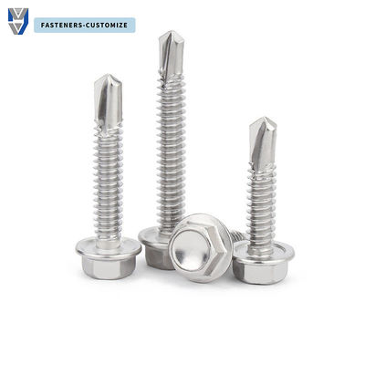 Hex Head Stainless Steel Sheet Metal Screws 904l 410 316 Ss 304 Hex Bolt Self Tapping Drilling
