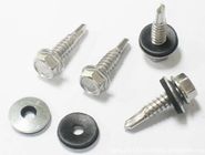 Colored 10 Mm Hex Flange Head Self Drilling Screws , Metal Roofing Screws With Washers