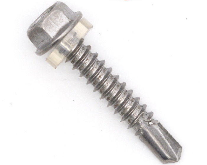 Unslotted Indented Hex Washer Head Stainless Steel Tek Screws With Tapping Thread HWH