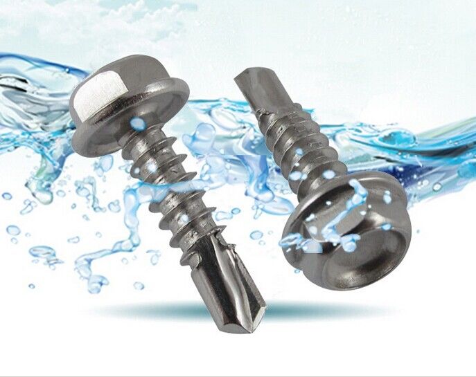 DIN7504K hex washer head stainless steel self drilling screw with EPDM, stainless steel roofing screw