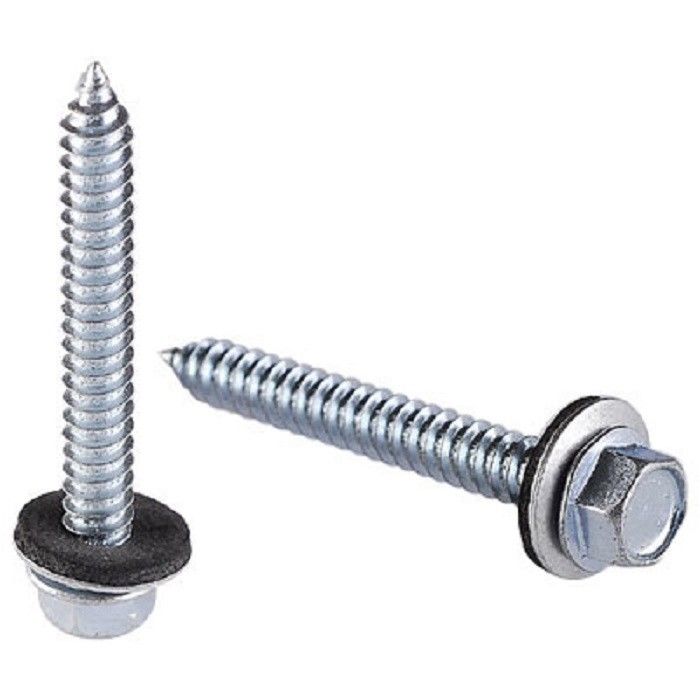 10 X 2 ''  Slotted Zinc Plated Hex Head Metal Screws Hex Flange Head Cap With Epdm