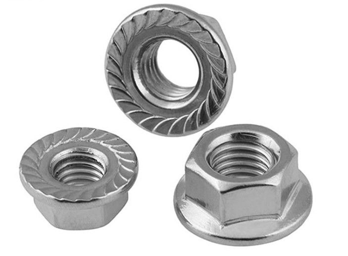 Serrated Flange Lock Screw Nut And Washer For Machinery , Zinc Plated Hex Flange Nut
