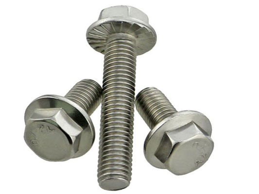 Combined Drive 40mm Stainless Steel Machine Screws , Serrated Hex Flange Bolt